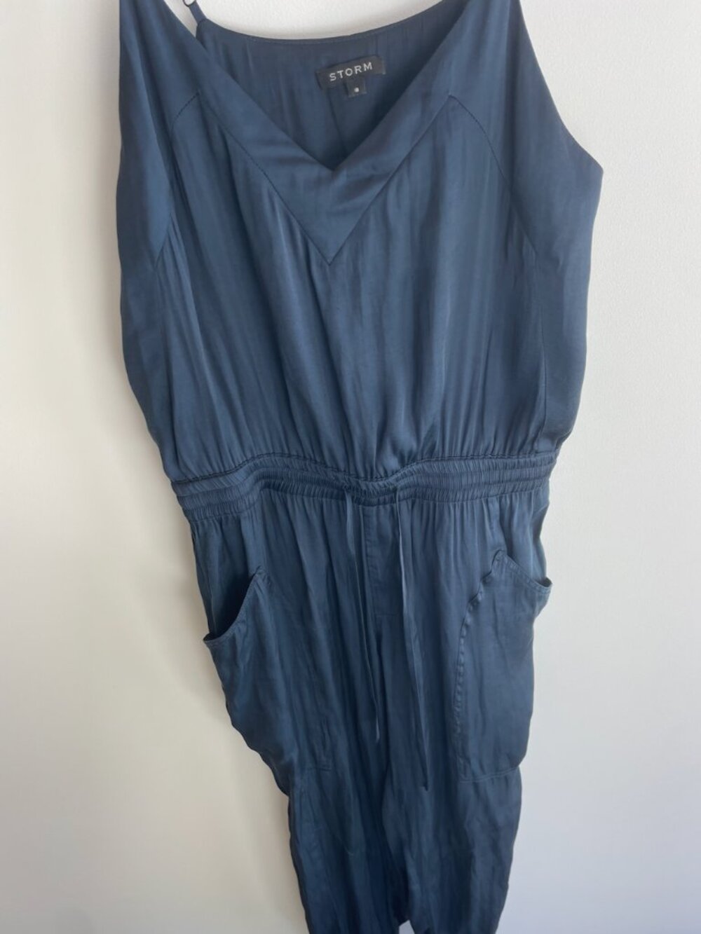 STORM Navy Blue V Neck Jumpsuit Drawstring Waist